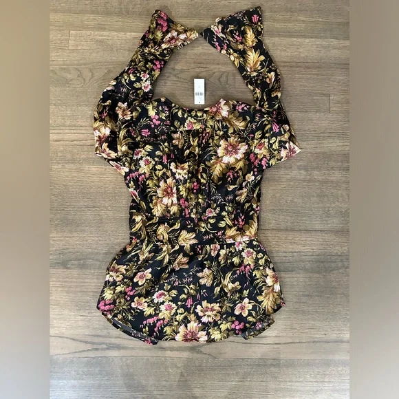 NEW Anthropologie Deep-V Floral Tunic Blouse-Size Small - Picture 6 of 16